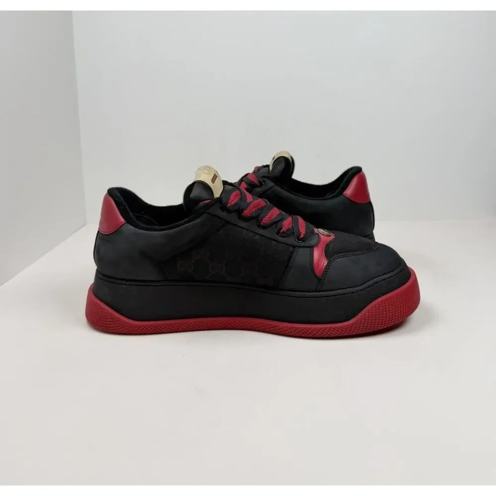 size 11.5US - Gucci Double Screener GG Black Red Chunky Sneakers❤️ RETAIL $900